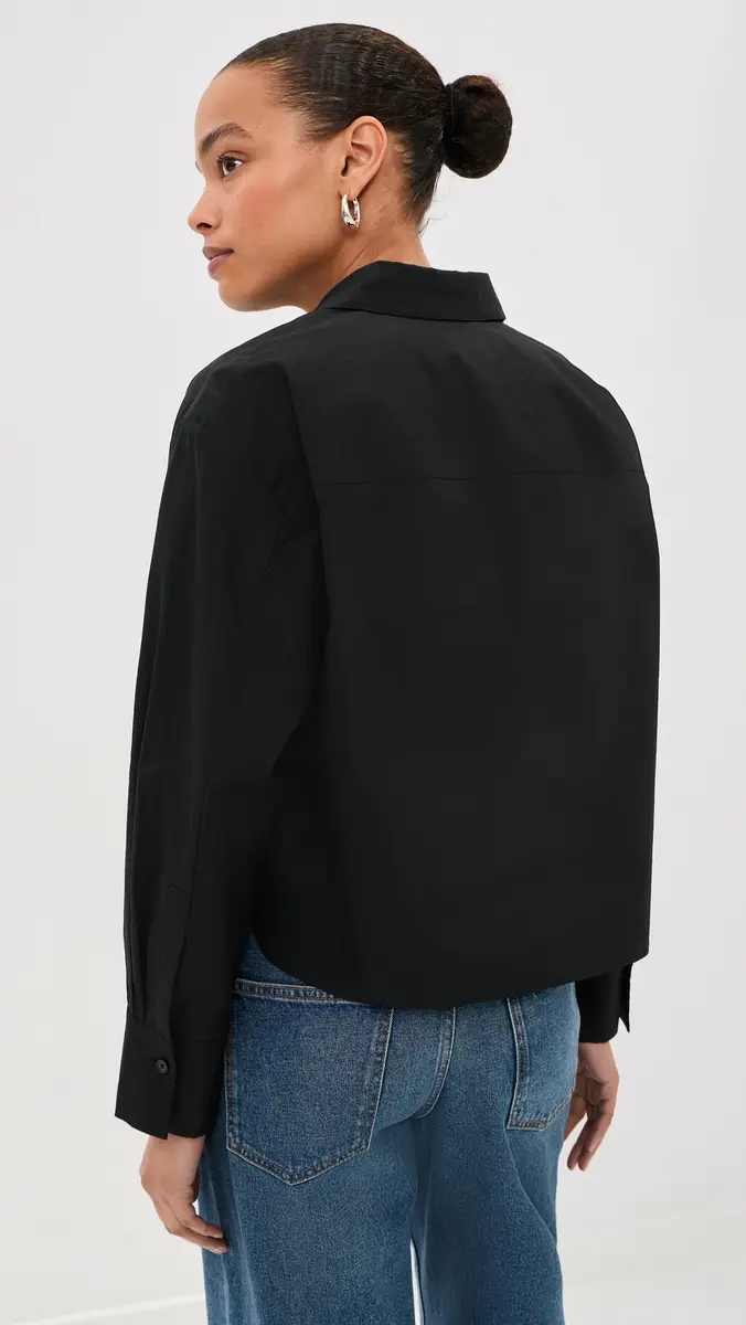 LE BOP Felicity Boxy Cropped Poplin Button Down Shirt | Thumbnail 3