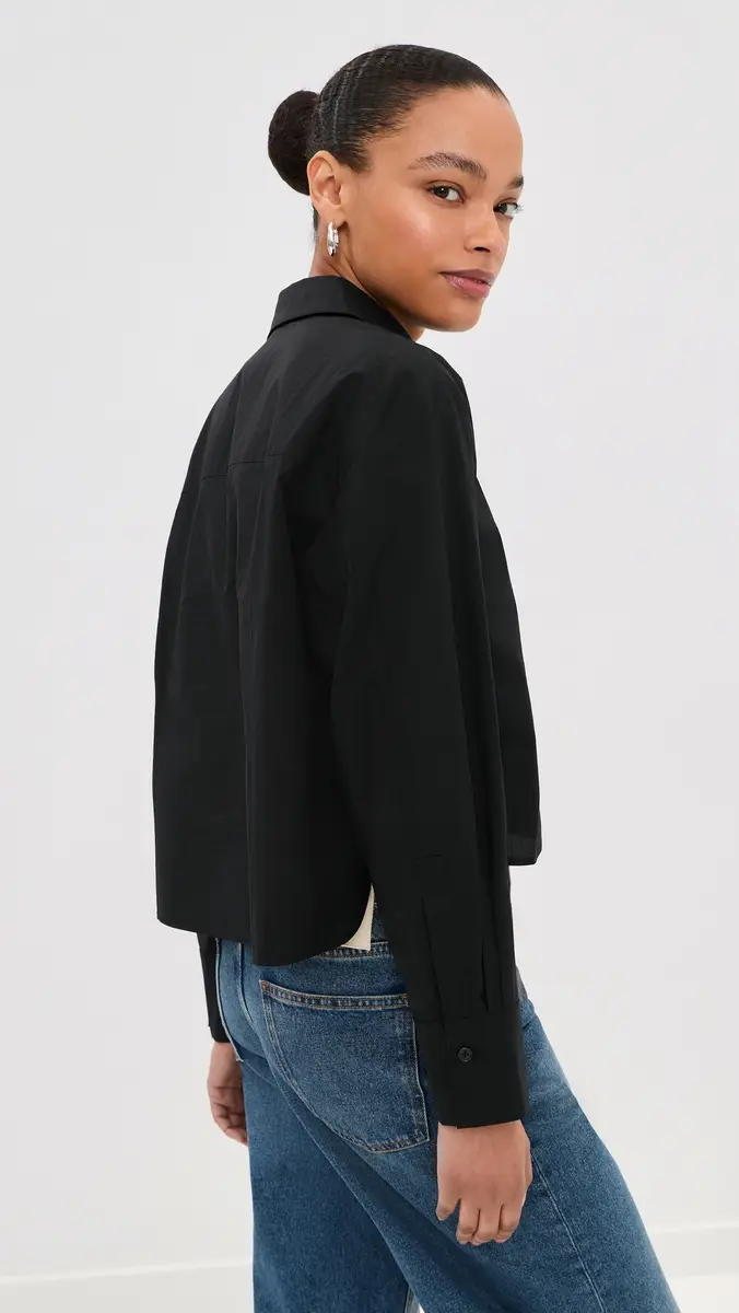 LE BOP Felicity Boxy Cropped Poplin Button Down Shirt | Thumbnail 4