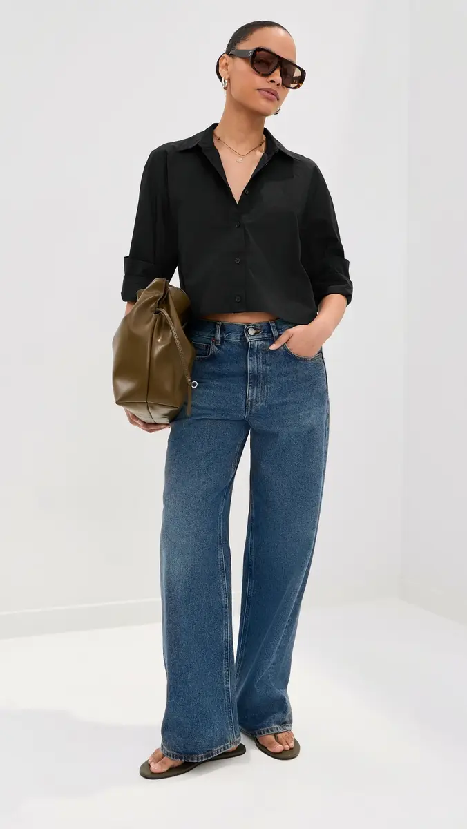 LE BOP Felicity Boxy Cropped Poplin Button Down Shirt | Thumbnail 5
