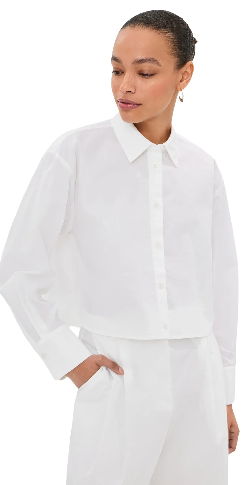 Felicity Boxy Cropped Poplin Button Down Shirt Felicity Boxy Cropped Poplin Button Down Shirt