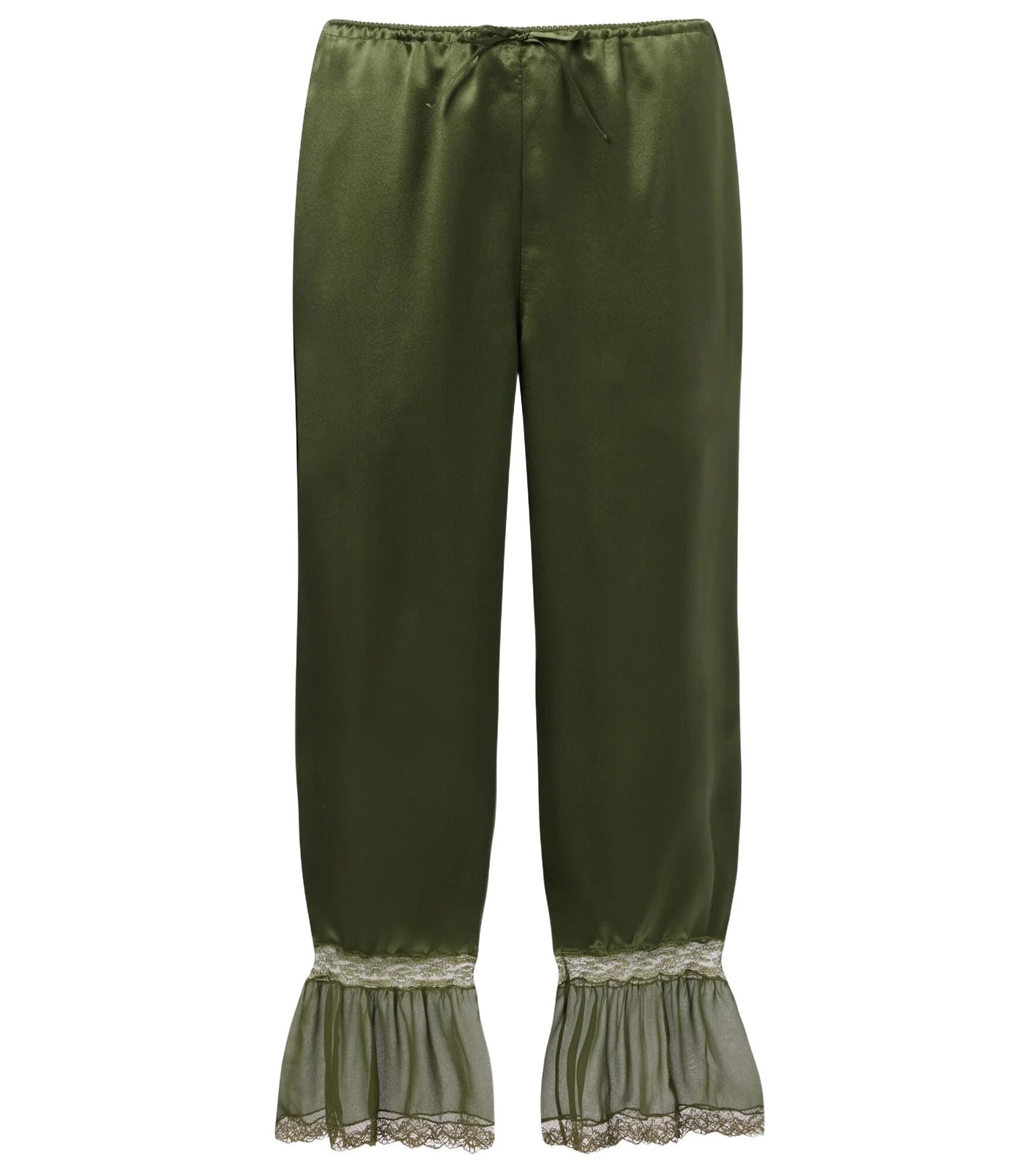 Saint Laurent Lace-trimmed silk satin straight pants