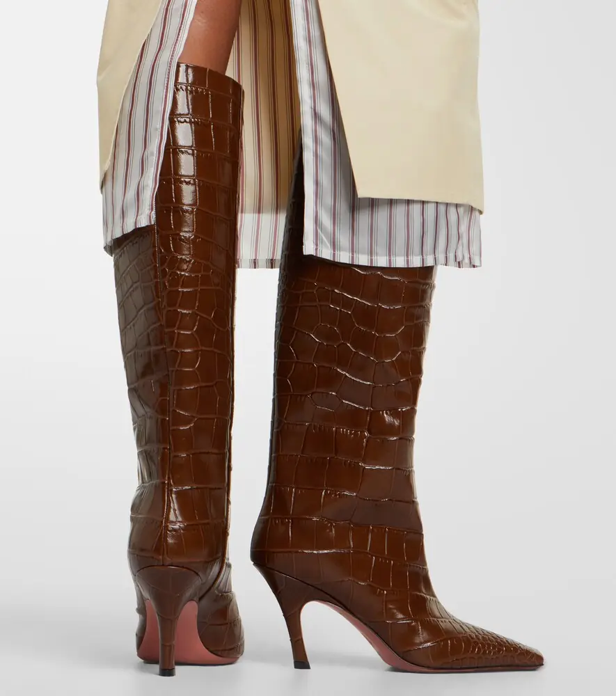 Amina Muaddi Mona croc-effect leather knee-high boots | Thumbnail 6 Amina Muaddi Mona croc-effect leather knee-high boots | Thumbnail 6