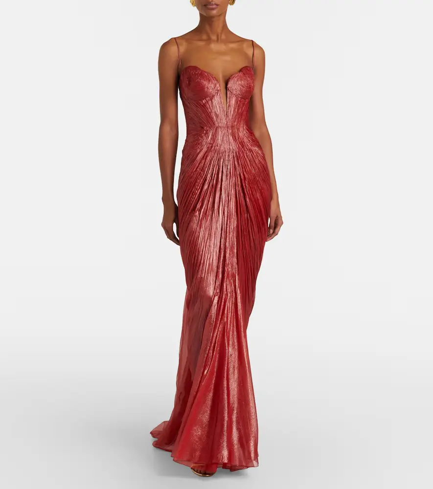 Maria Lucia Hohan Cecilia draped silk muslin bustier gown | Thumbnail 3