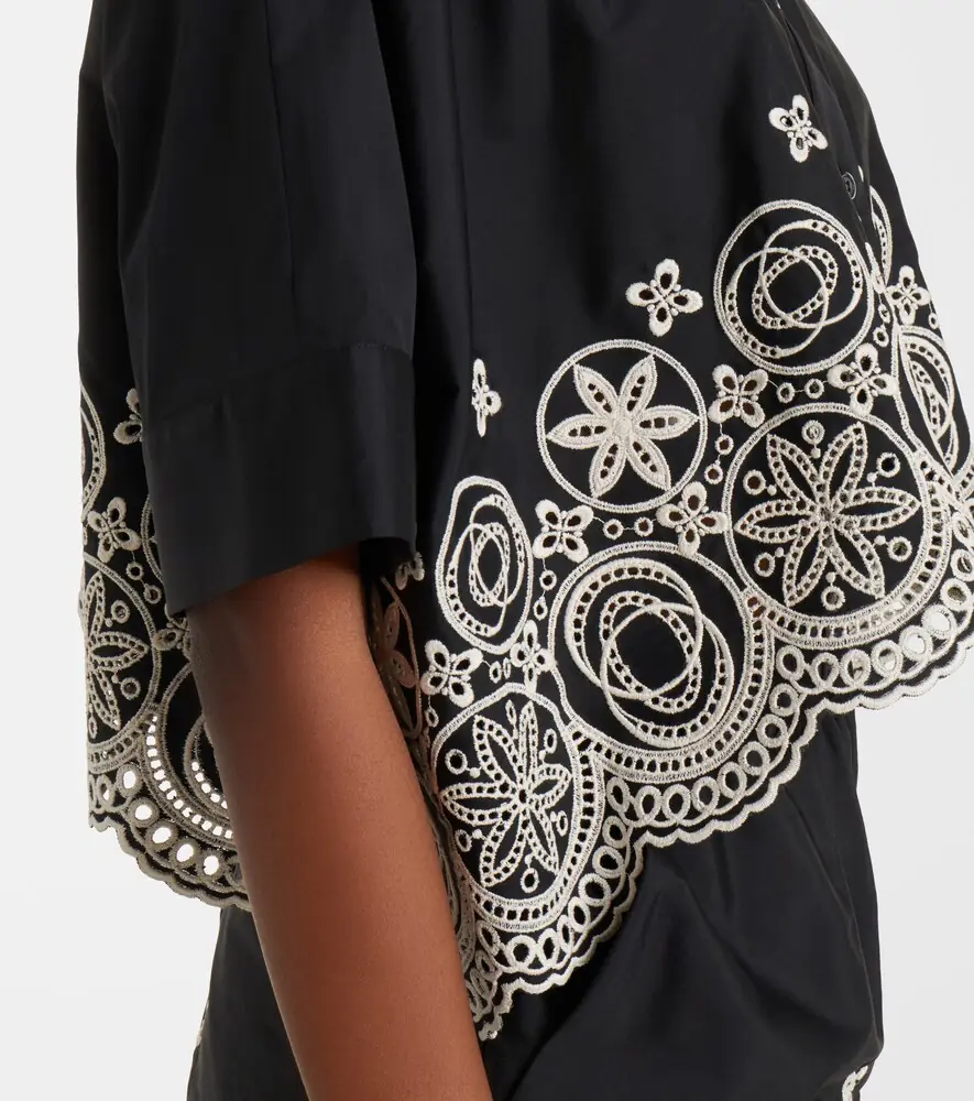 La DoubleJ Foulard embroidered cropped cotton shirt | Thumbnail 5