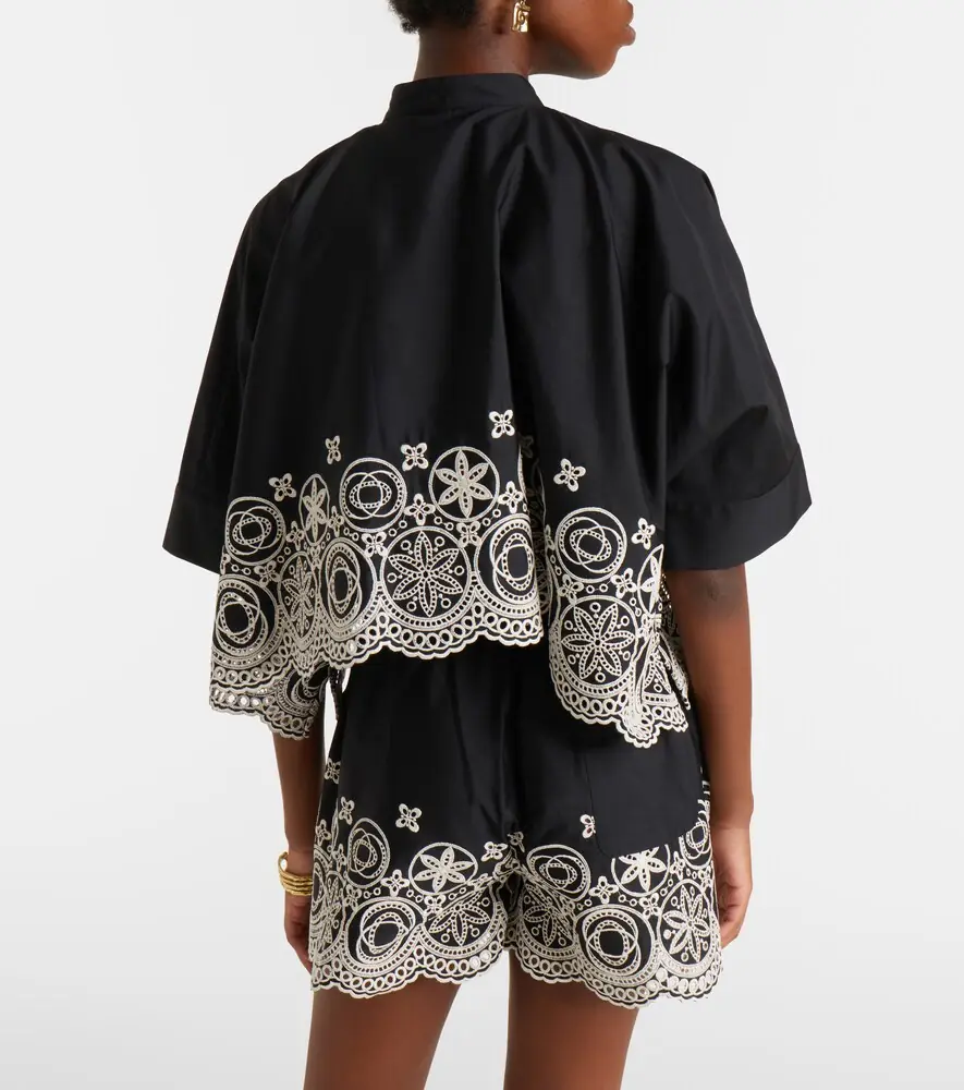 La DoubleJ Foulard embroidered cropped cotton shirt | Thumbnail 6
