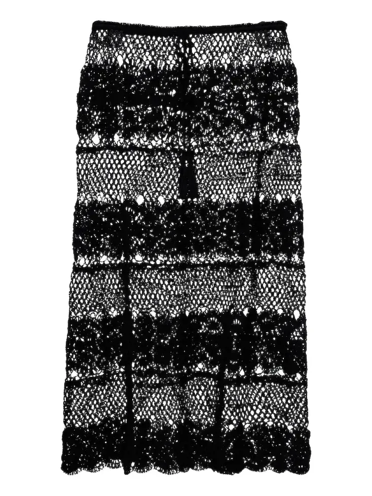 Filigree crochet cotton midi skirt