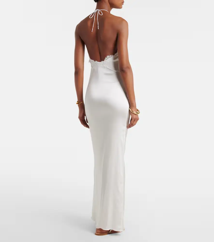 Oseree Oséree Bridal lace-trimmed satin maxi dress | Thumbnail 3