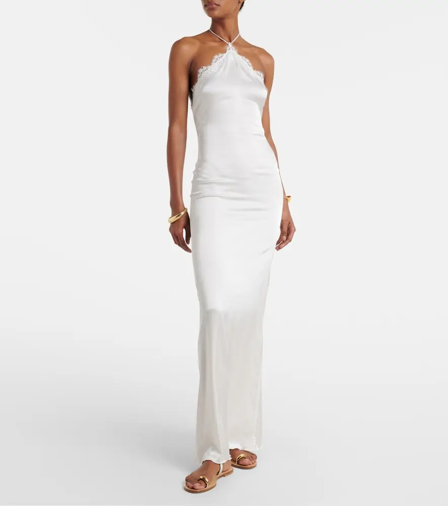 Oseree Oséree Bridal lace-trimmed satin maxi dress | Thumbnail 5