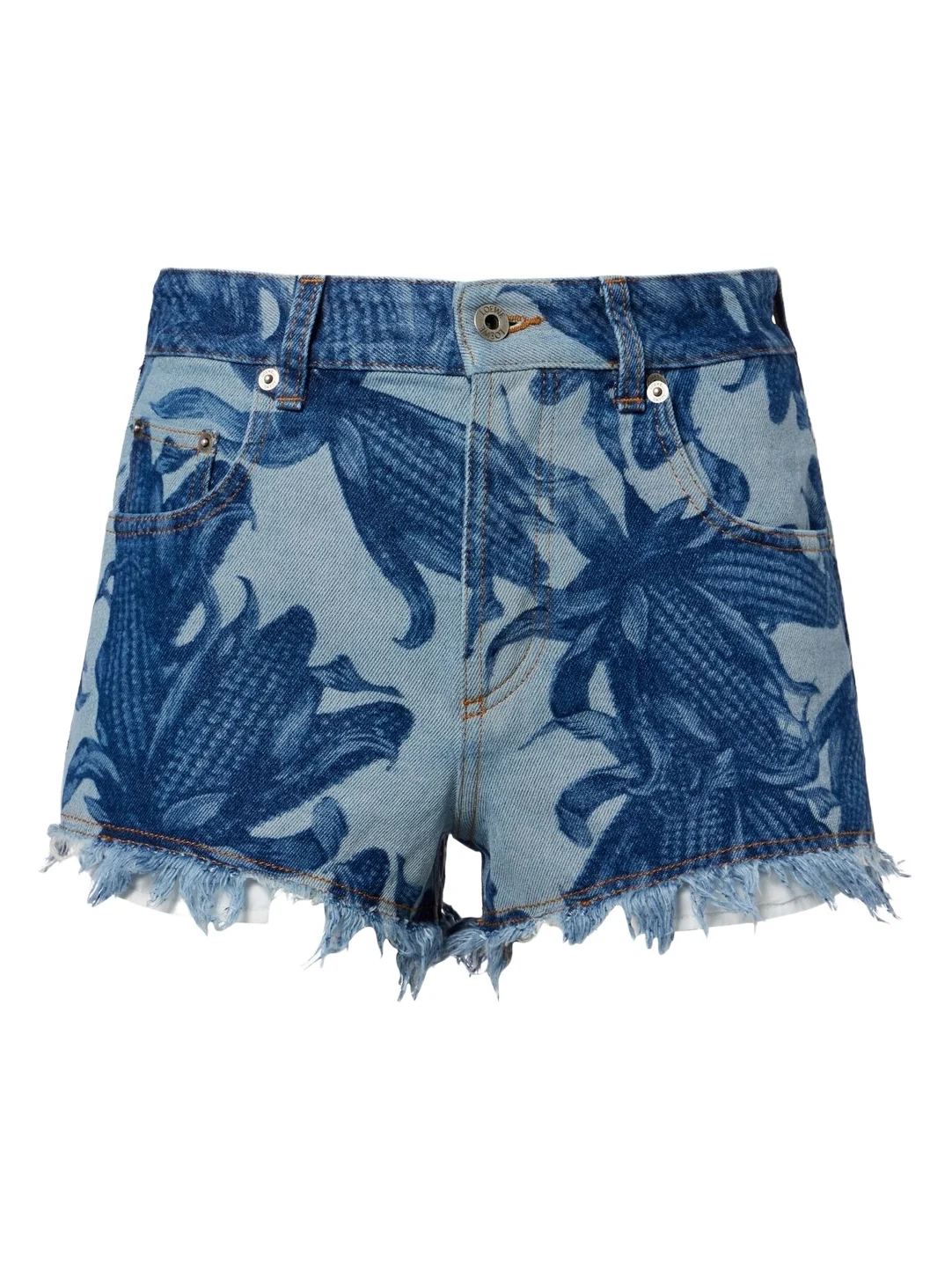 Loewe Paula's Ibiza frayed printed denim shorts
