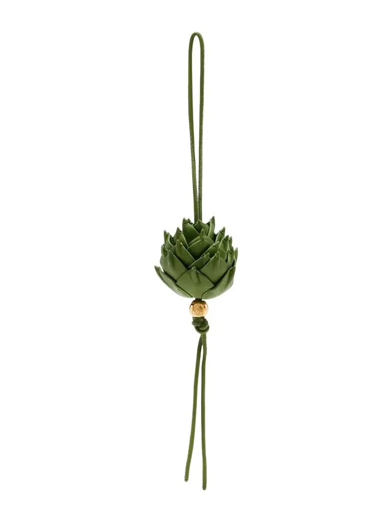 Artichoke leather bag charm
