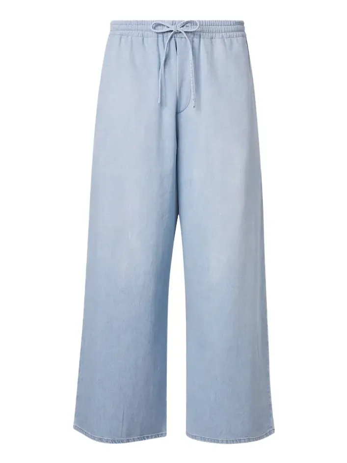 Paula's Ibiza Anagram denim cropped wide-leg pants Paula's Ibiza Anagram denim cropped wide-leg pants