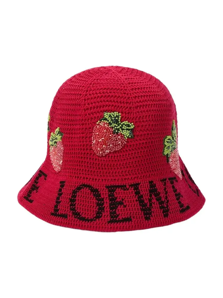 Strawberry beaded bucket hat