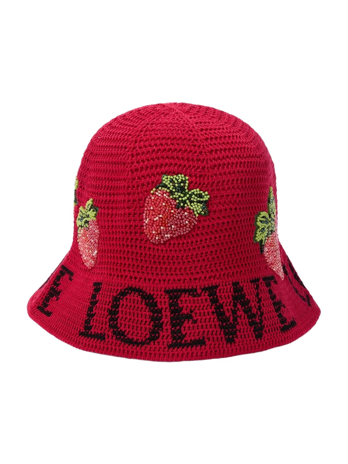 Loewe Strawberry beaded bucket hat