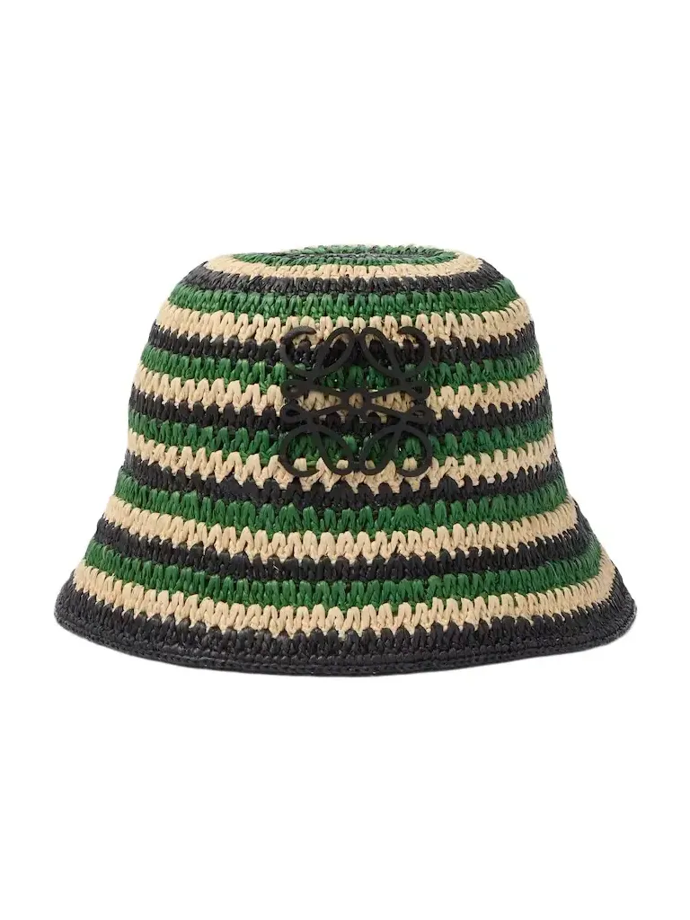 Paula's Ibiza striped raffia bucket hat Paula's Ibiza striped raffia bucket hat