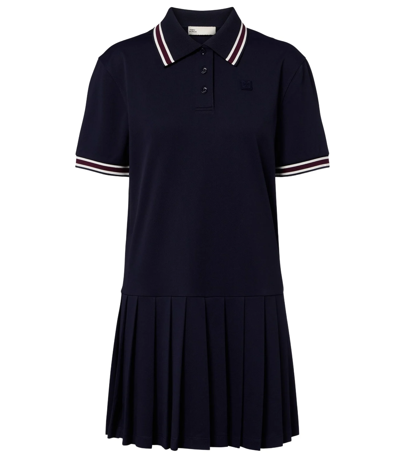 Striped pleated polo dress