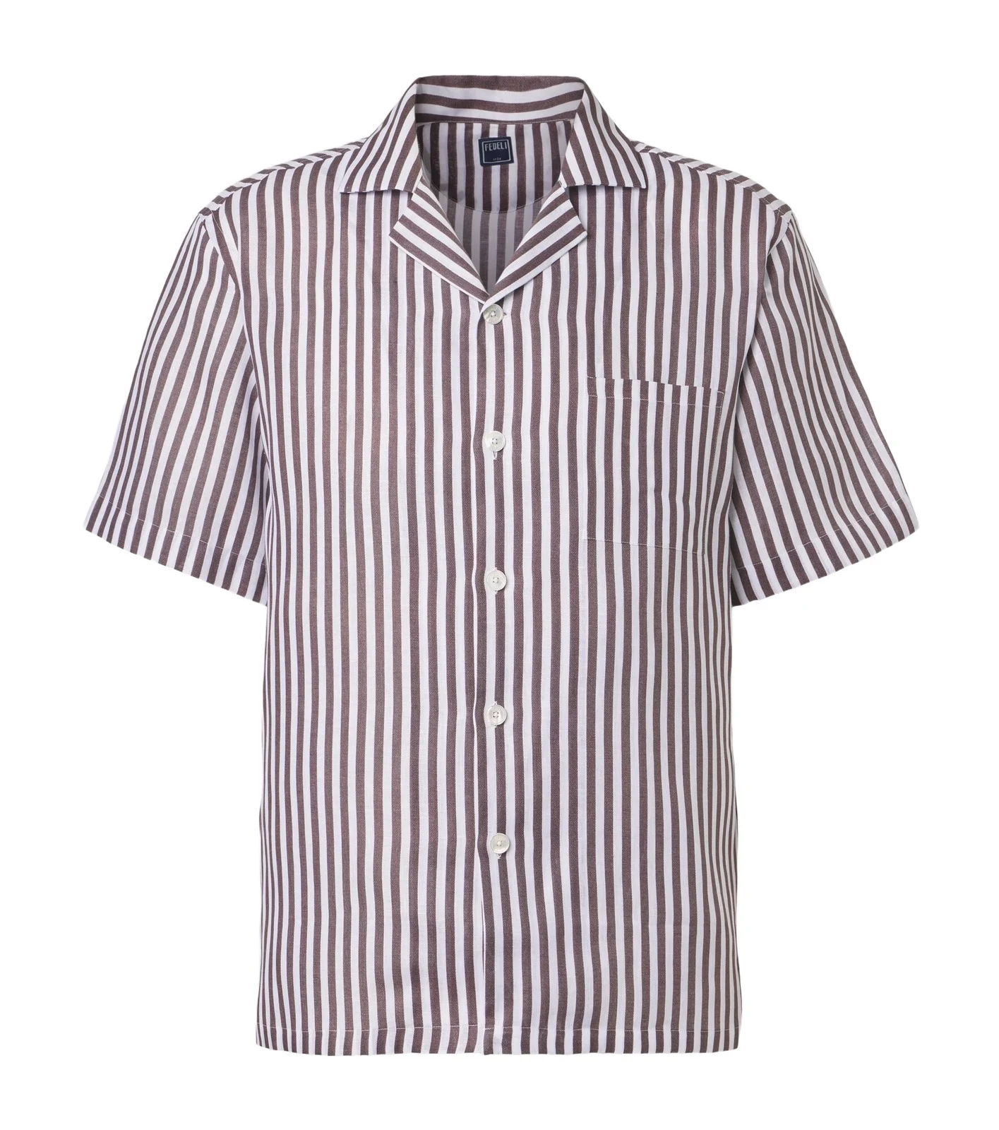 Striped linen bowling shirt