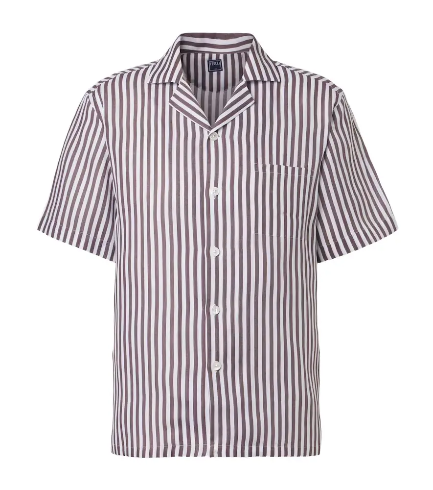 Striped linen bowling shirt Striped linen bowling shirt