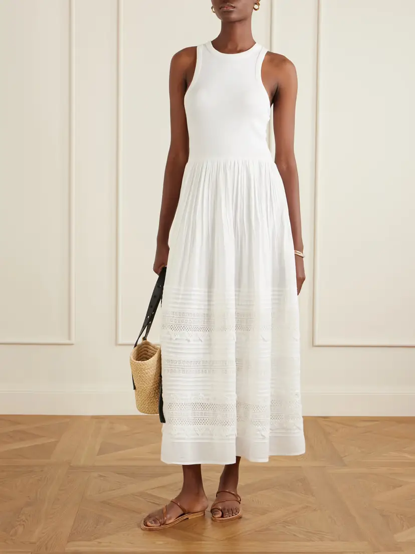 Polo Ralph Lauren Crochet-trimmed Ribbed Cotton-blend Maxi Dress | Thumbnail 2 Polo Ralph Lauren Crochet-trimmed Ribbed Cotton-blend Maxi Dress | Thumbnail 2