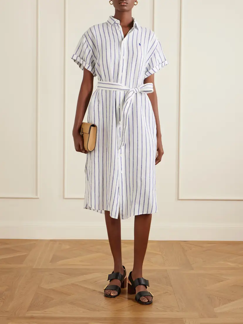 Polo Ralph Lauren Belted Striped Linen Midi Dress | Thumbnail 2 Polo Ralph Lauren Belted Striped Linen Midi Dress | Thumbnail 2