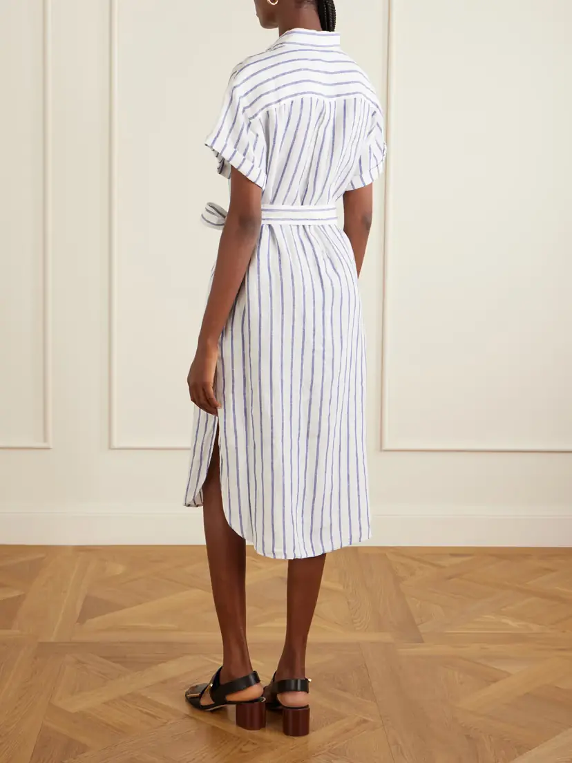 Polo Ralph Lauren Belted Striped Linen Midi Dress | Thumbnail 3 Polo Ralph Lauren Belted Striped Linen Midi Dress | Thumbnail 3