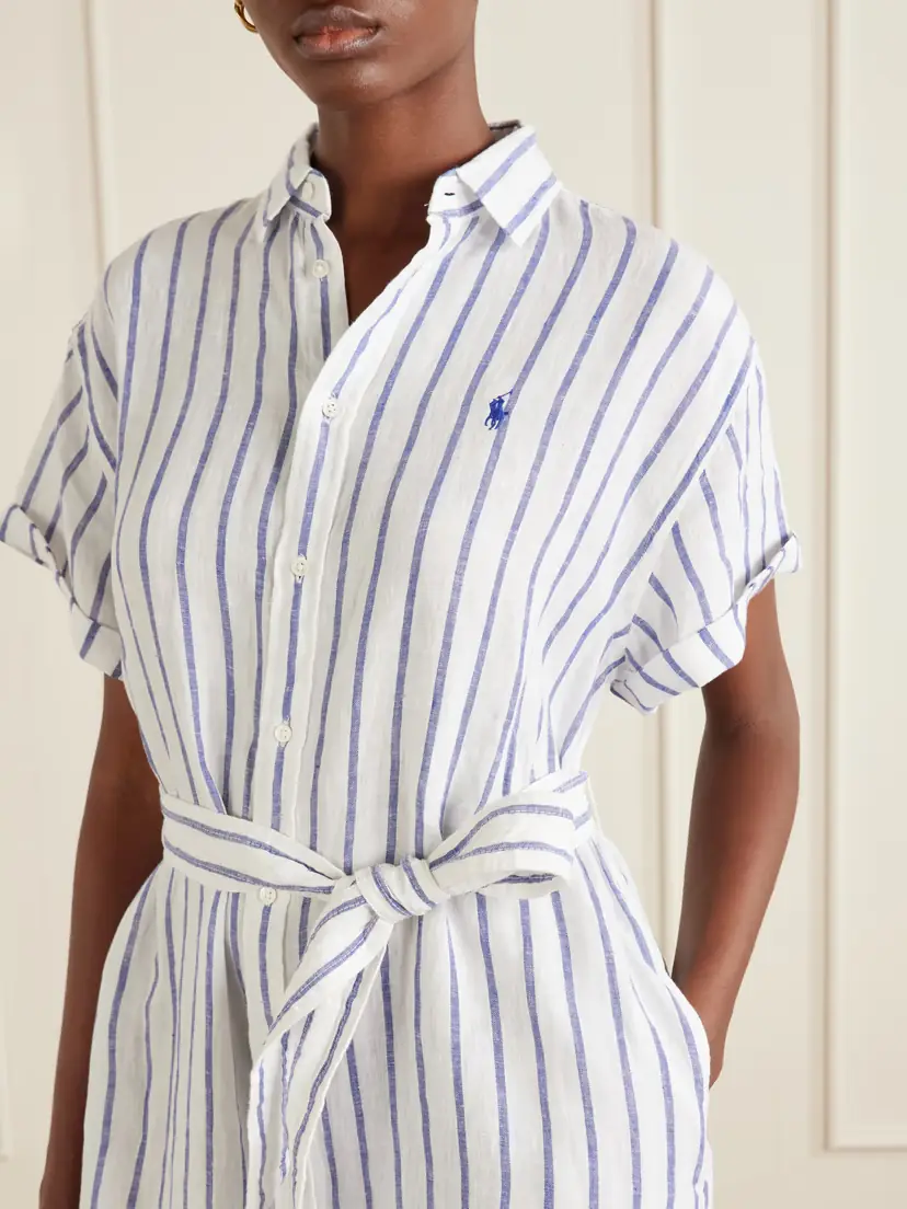 Polo Ralph Lauren Belted Striped Linen Midi Dress | Thumbnail 4 Polo Ralph Lauren Belted Striped Linen Midi Dress | Thumbnail 4