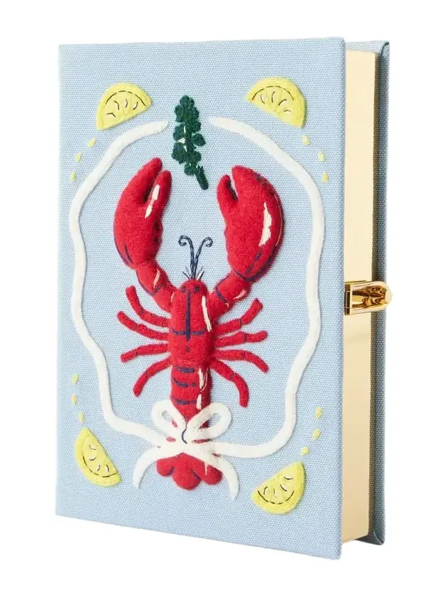 Olympia Le-Tan Lobster Appliquéd Embroidered Canvas Clutch