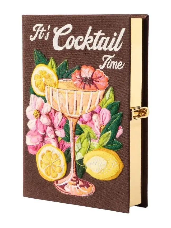 It's Cocktail Time Appliquéd Embroidered Clutch