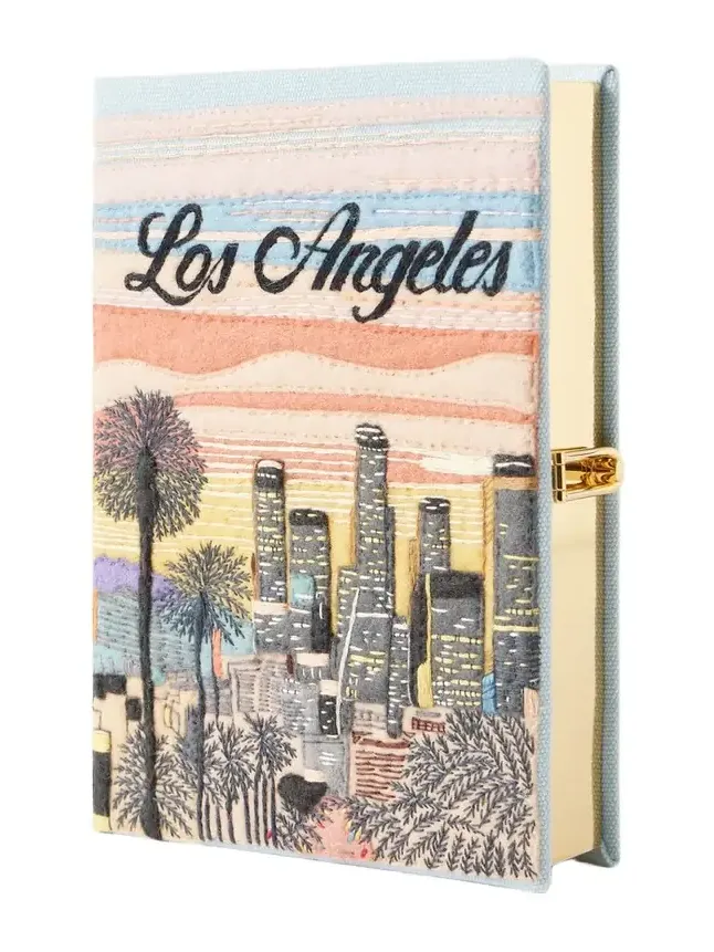 Los Angeles Appliquéd Embroidered Canvas Clutch Los Angeles Appliquéd Embroidered Canvas Clutch