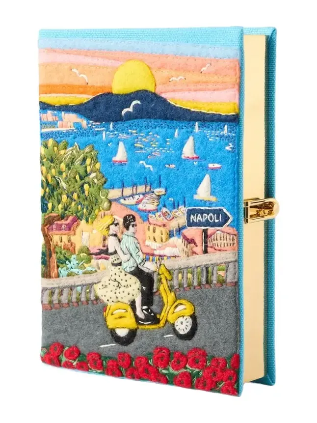 Napoli Appliquéd Embroidered Canvas Clutch