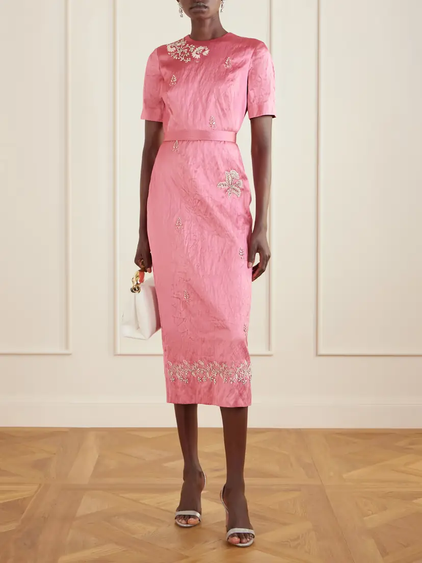 Erdem Embellished Crinkled-satin Midi Dress | Thumbnail 2 Erdem Embellished Crinkled-satin Midi Dress | Thumbnail 2