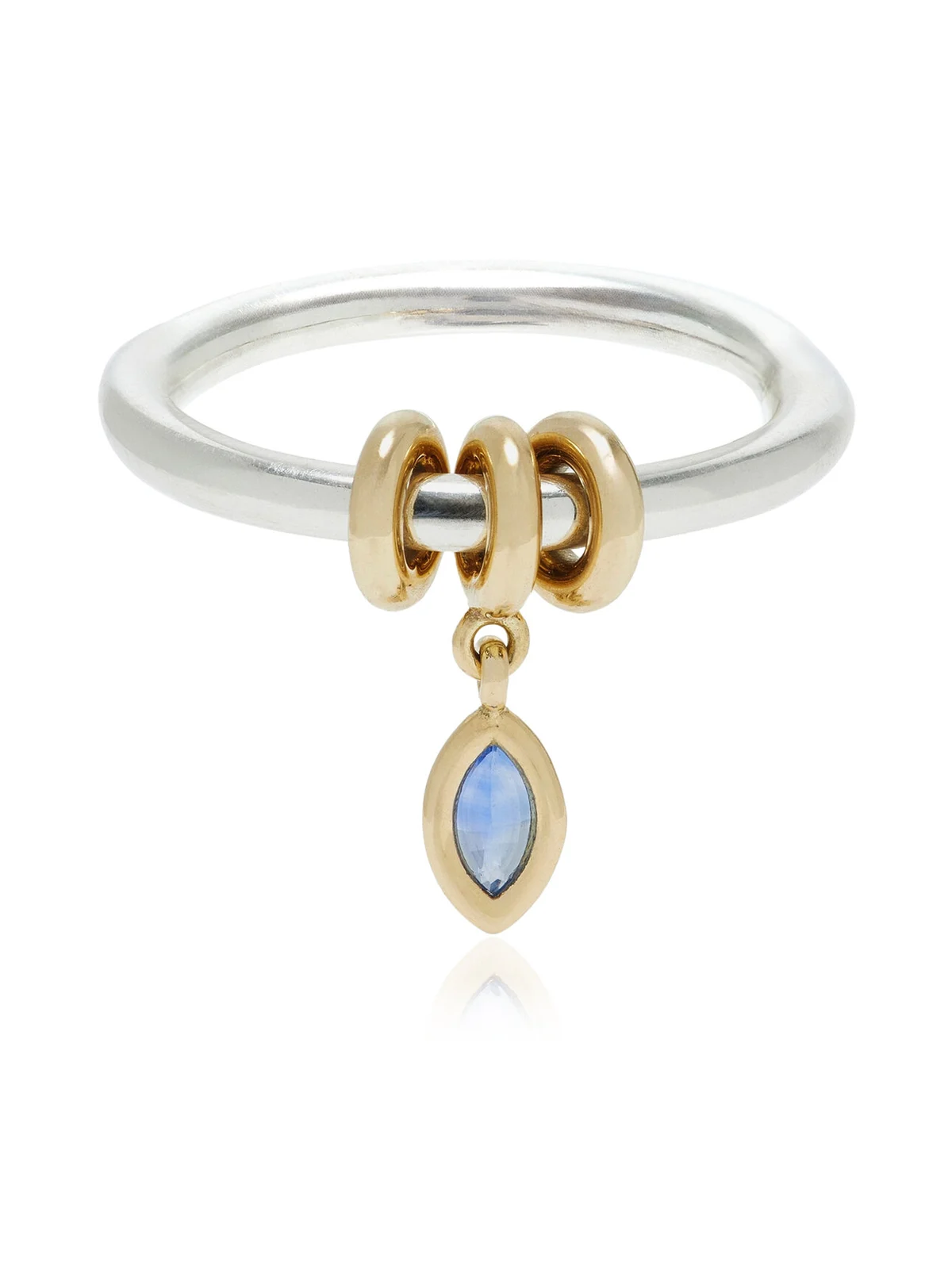 Spinelli Kilcollin Exclusive La Isla 18K Yellow Gold and Steling Silver Pia Marquise Blue Ring