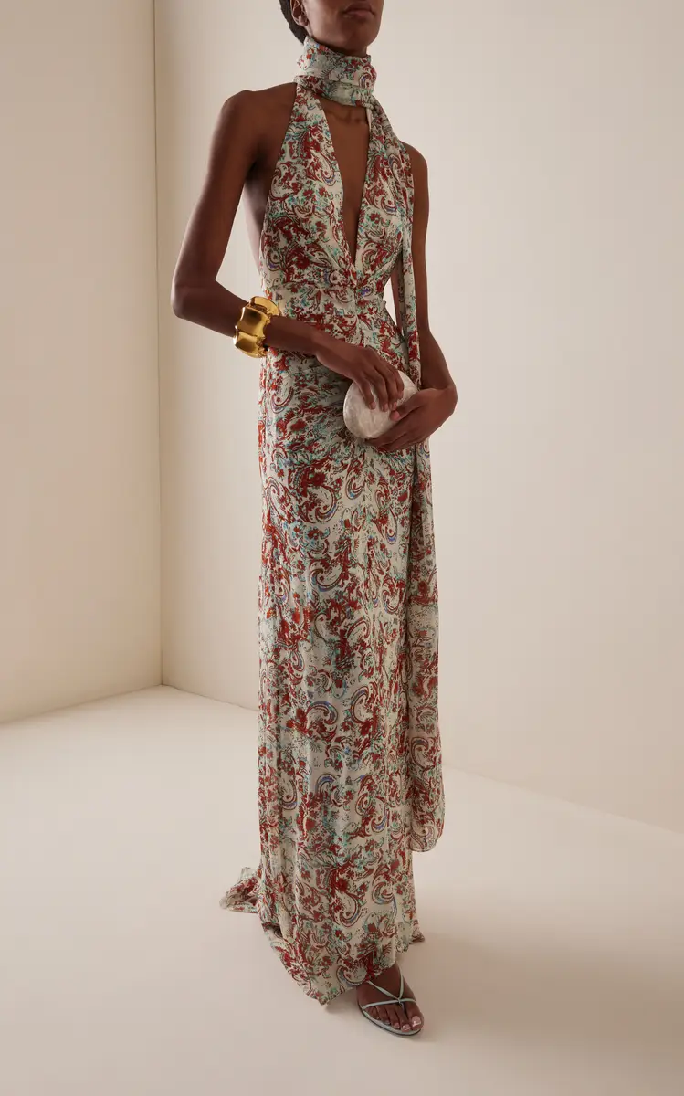 DE LA VALI Exclusive La Isla Formentera Chiffon Maxi Dress | Thumbnail 2