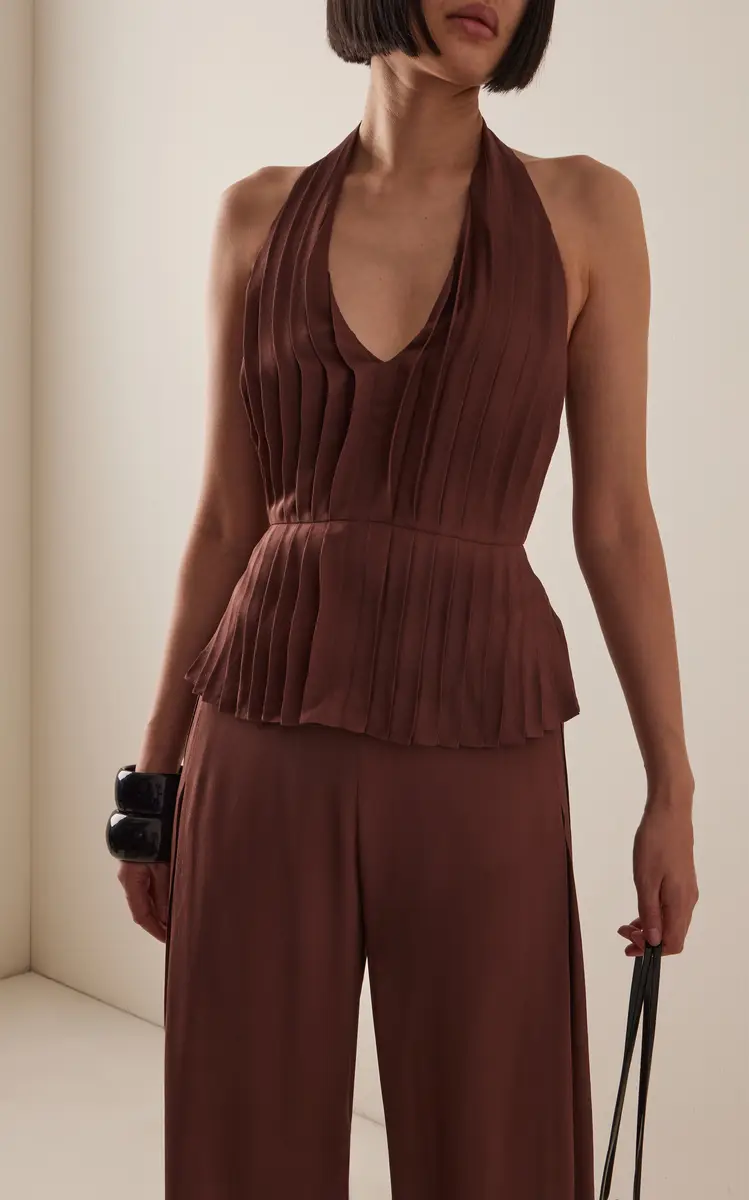 Posse Exclusive La Isla Jane Pleated Crepe Halter Top | Thumbnail 2 Posse Exclusive La Isla Jane Pleated Crepe Halter Top | Thumbnail 2