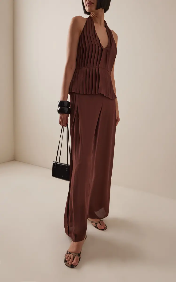 Posse Exclusive La Isla Jane Pleated Crepe Halter Top | Thumbnail 3 Posse Exclusive La Isla Jane Pleated Crepe Halter Top | Thumbnail 3