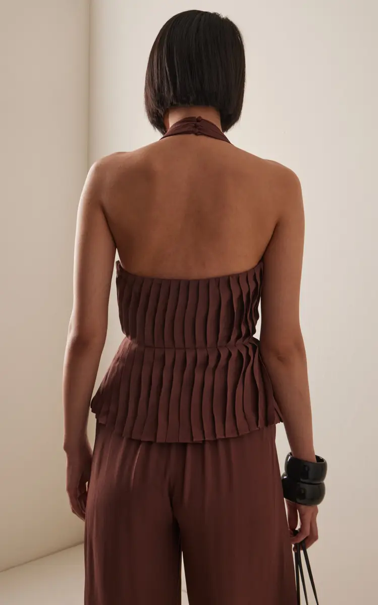 Posse Exclusive La Isla Jane Pleated Crepe Halter Top | Thumbnail 4 Posse Exclusive La Isla Jane Pleated Crepe Halter Top | Thumbnail 4