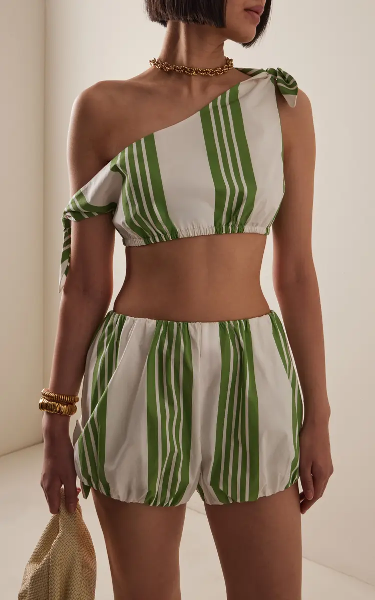 Posse Exclusive La Isla Rosie Off-The-Shoulder Striped Cotton Crop Top | Thumbnail 2 Posse Exclusive La Isla Rosie Off-The-Shoulder Striped Cotton Crop Top | Thumbnail 2