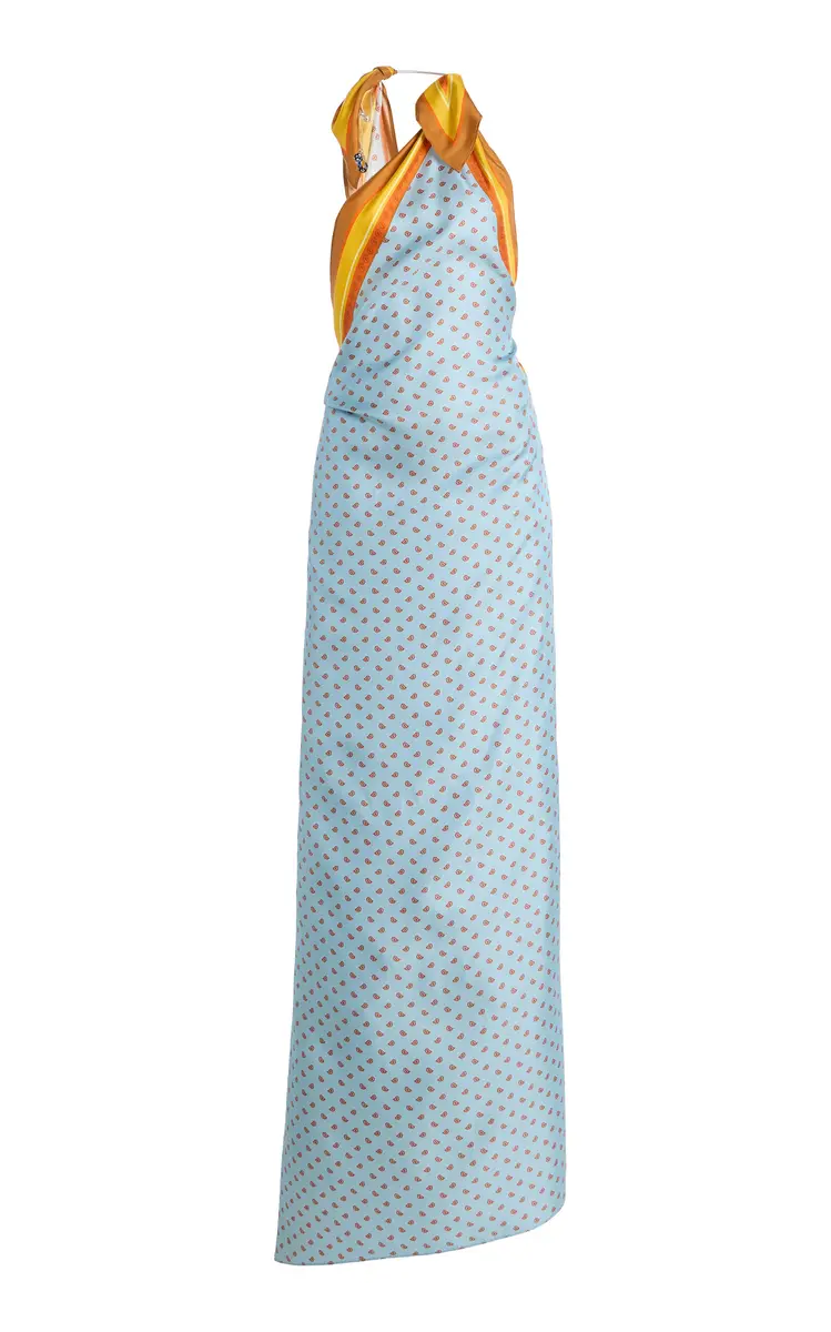Christopher Esber Exclusive La Isla Bandana-Print Silk-Twill Pareo Cutaway Maxi Dress | Image 1 Christopher Esber Exclusive La Isla Bandana-Print Silk-Twill Pareo Cutaway Maxi Dress | Image 1