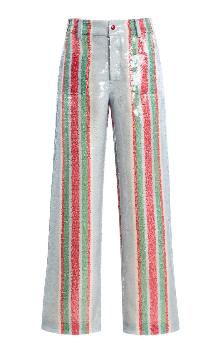 LA VESTE Exclusive La Isla Pippi Sequinned Straight-Leg Pants | Image 1 LA VESTE Exclusive La Isla Pippi Sequinned Straight-Leg Pants | Image 1