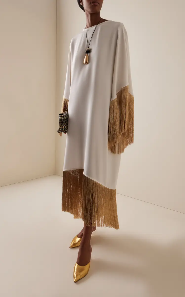 FRANÇOISE Exclusive La Isla Fiona Fringed Crepe Caftan | Thumbnail 2 FRANÇOISE Exclusive La Isla Fiona Fringed Crepe Caftan | Thumbnail 2