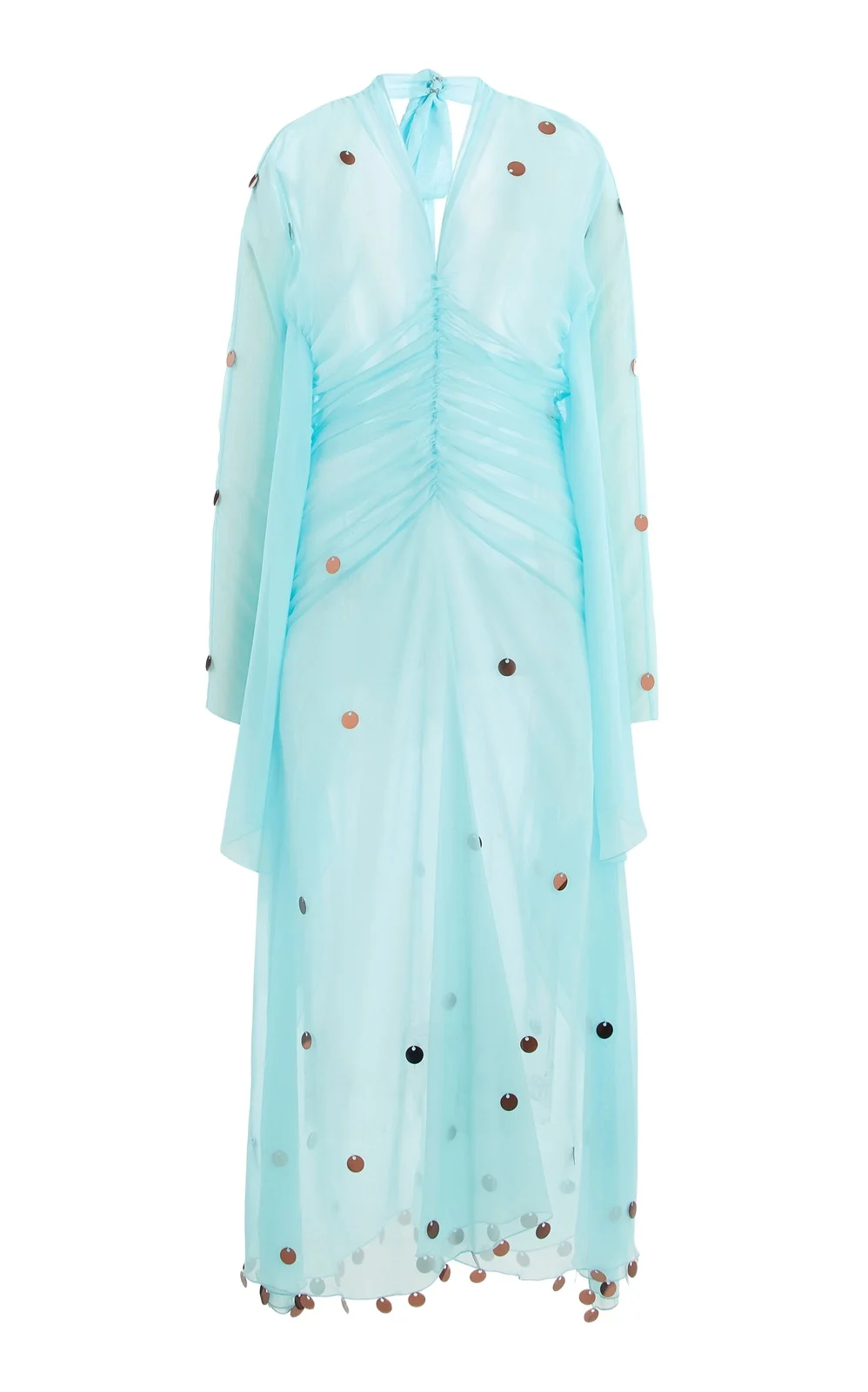 Exclusive La Isla Ruched Sequined Chiffon Maxi Dress