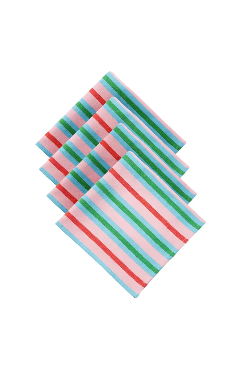 Marrakshi Life Exclusive La Isla Set-of-Four Cotton Napkins - Stripe | Image 1 Marrakshi Life Exclusive La Isla Set-of-Four Cotton Napkins - Stripe | Image 1