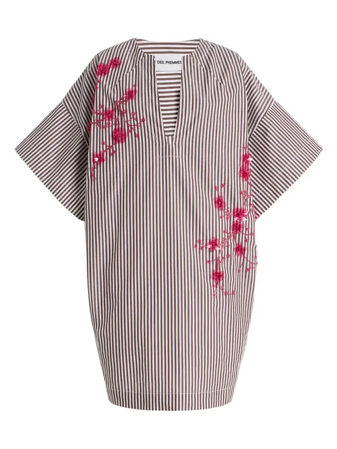 Exclusive La Isla Cocoon Striped Cotton-Poplin Mini Dress Exclusive La Isla Cocoon Striped Cotton-Poplin Mini Dress