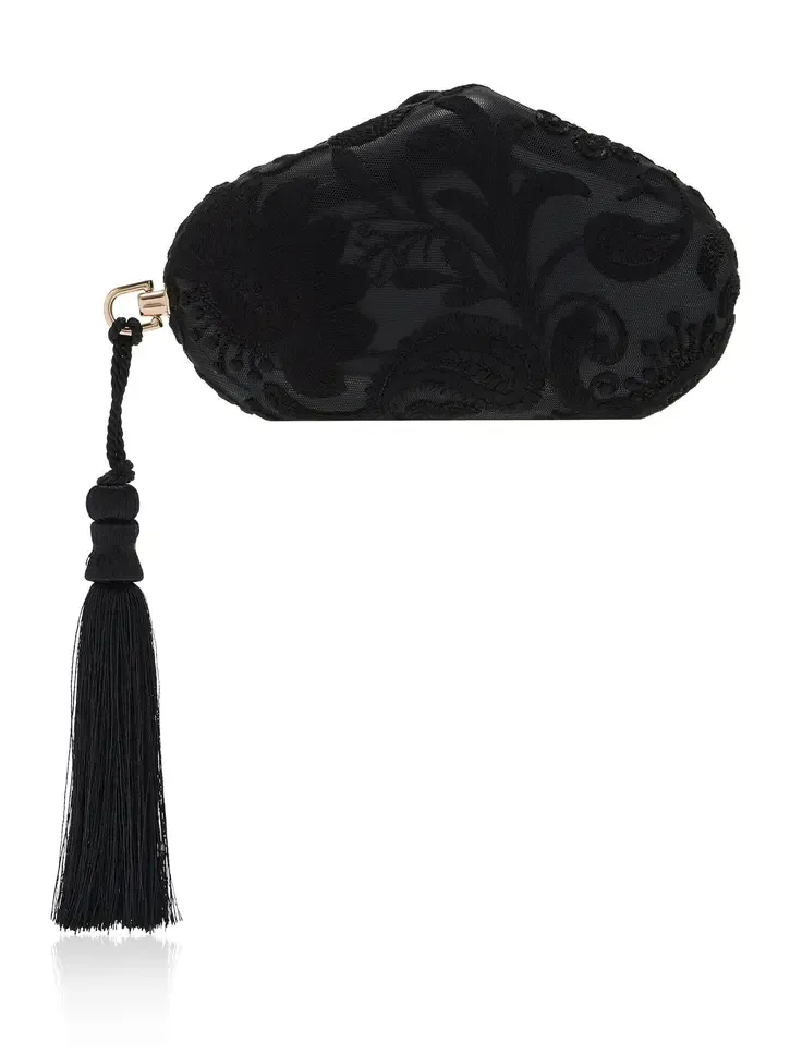 Exclusive La Isla Marlies Lace-Trimmed Wooden Clutch