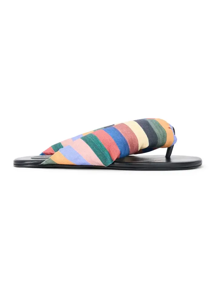 Juno Thong Cotton-Leather Sandals Juno Thong Cotton-Leather Sandals