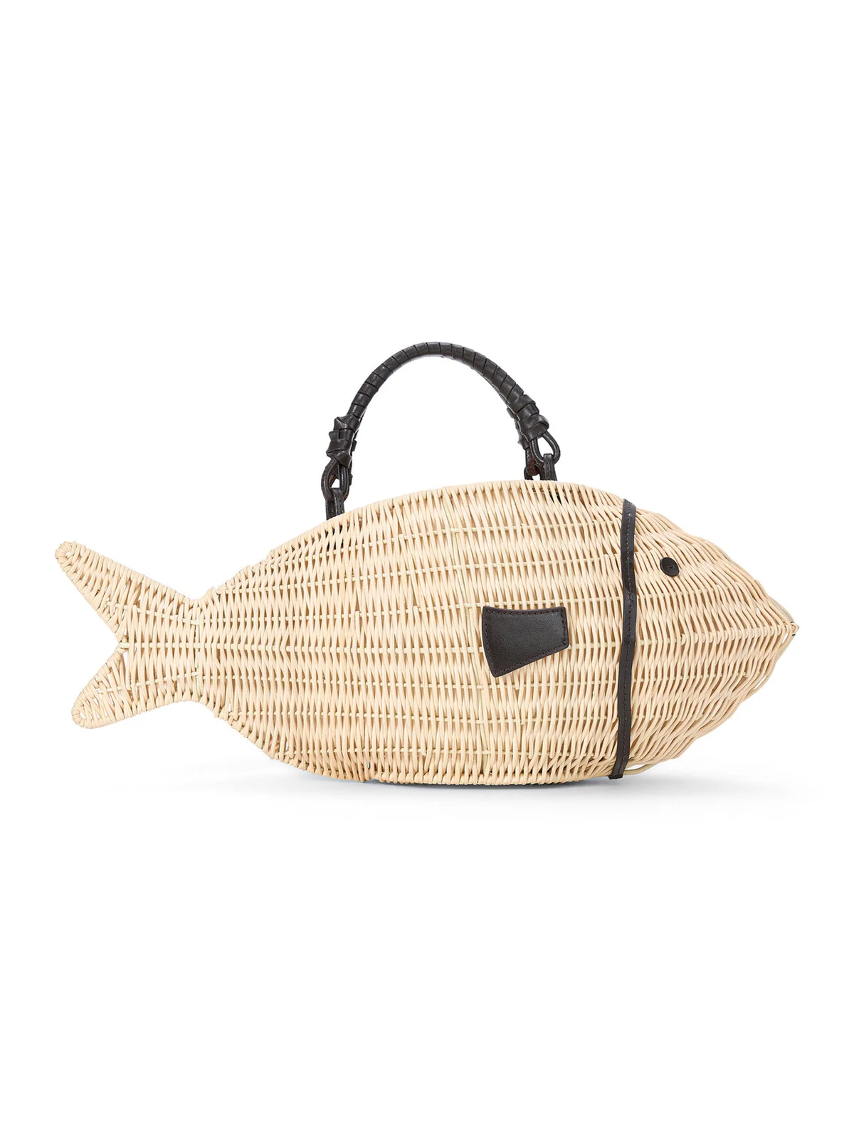 Staud Cleo Fish Wicker-Leather Tote