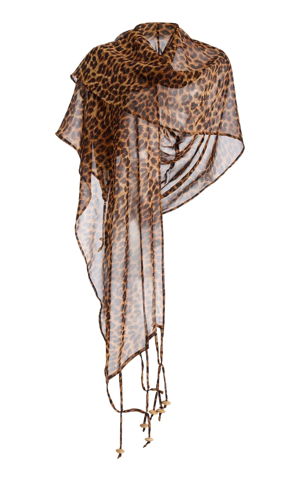 Exclusive La Isla Sahara Beaded Leopard-Print Silk Hooded Scarf