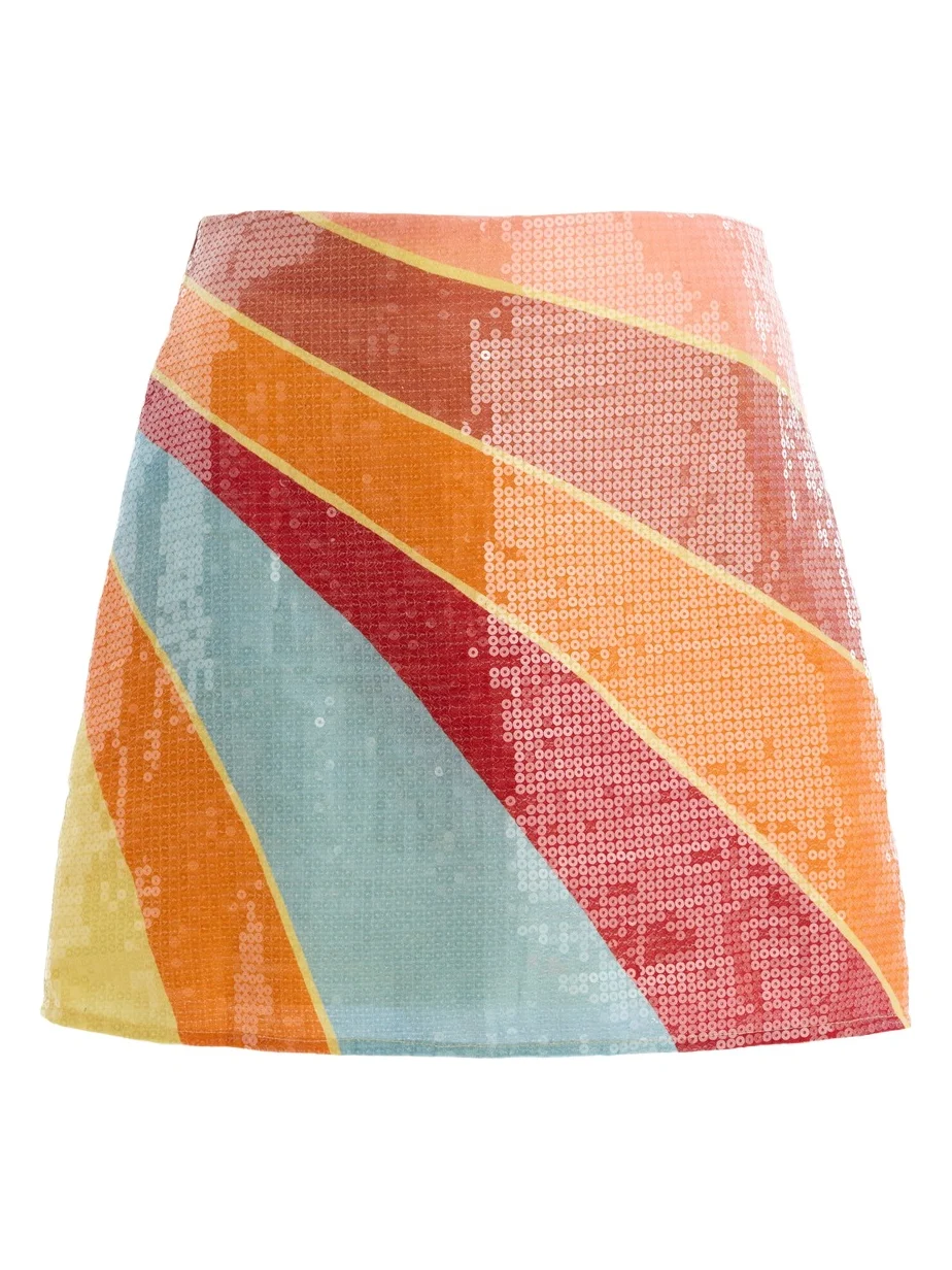 Cala de la Cruz Exclusive La Isla Eve Sequined Linen Mini Skirt