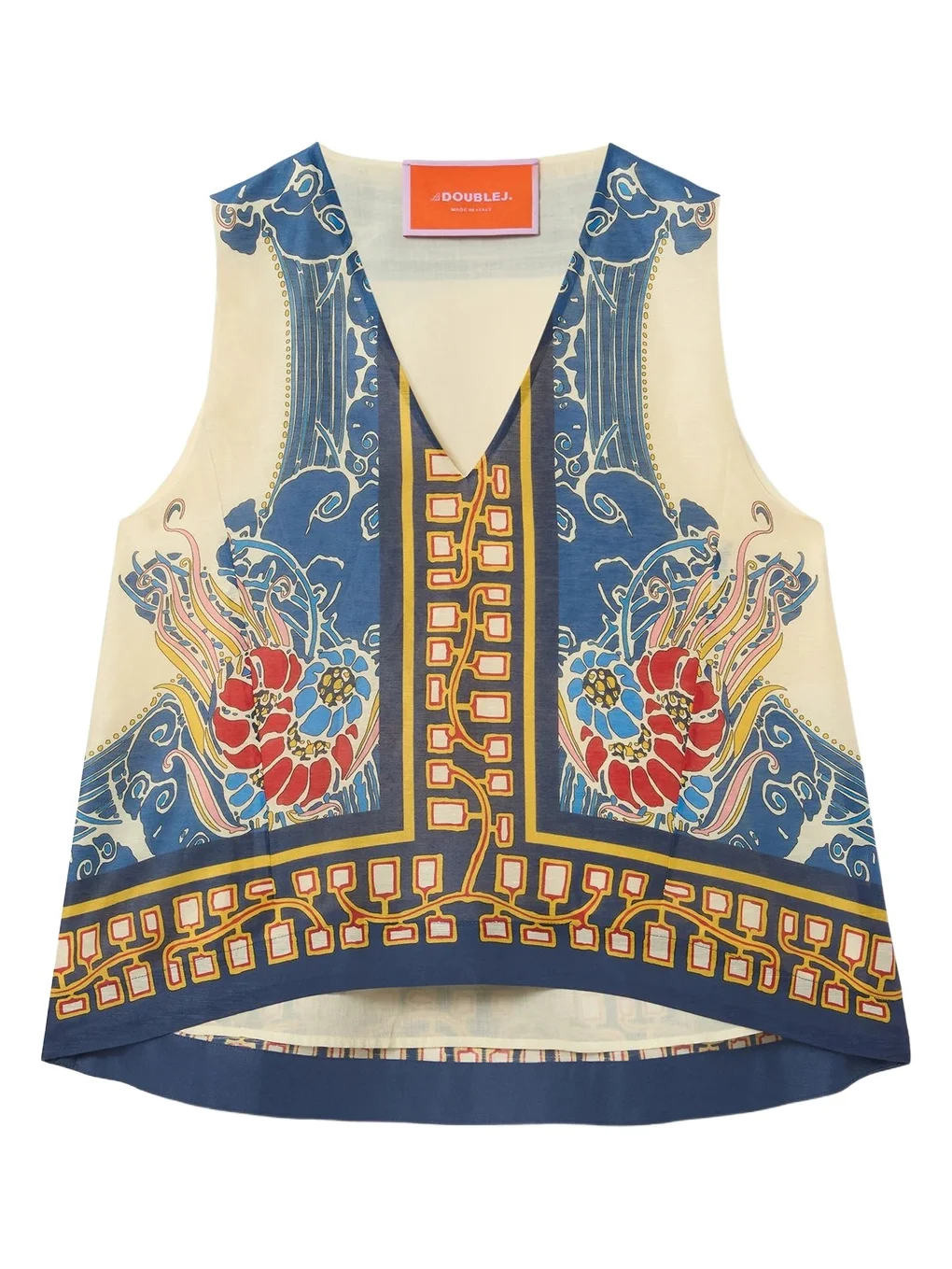 La DoubleJ Linen Silk Organza V-Neck Scala Top