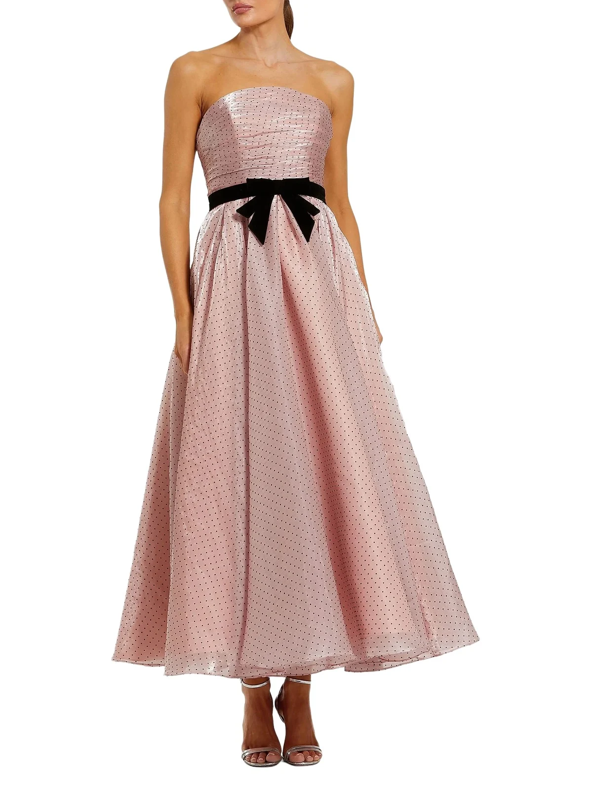 Women's Polka Dot Strapless Organza Maxi Dress Women's Polka Dot Strapless Organza Maxi Dress