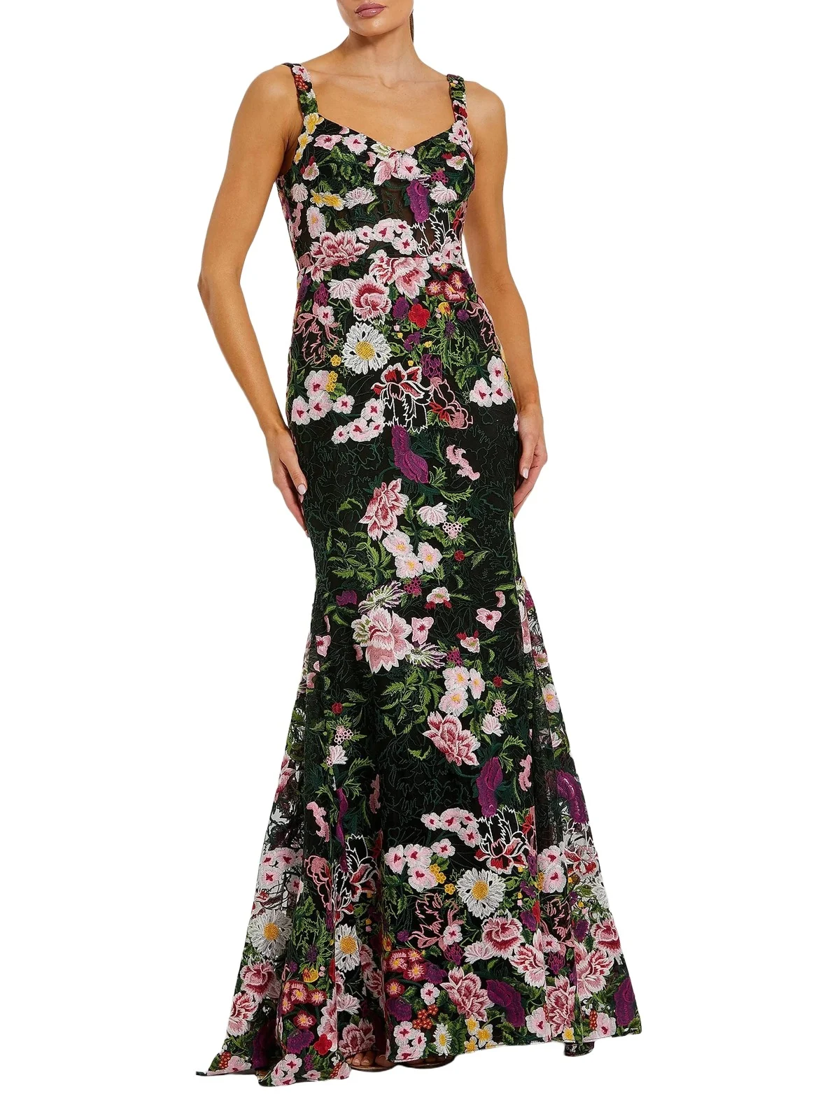 Women's Floral Embroidered Mermaid Gown Women's Floral Embroidered Mermaid Gown